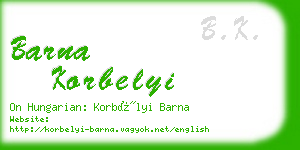 barna korbelyi business card